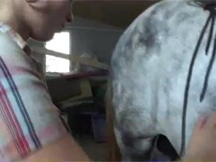 Horse ejaculation fire in her pussy