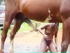 Black girl sucks and gets a huge with horse sex debut