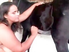 Girl Plays With Pony And Begs For Her Cum